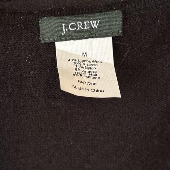 J.Crew Cardigan Set Knit Medium Black Beaded Lambswool Cashmere Angora Glam Punk - Picture 2 of 16